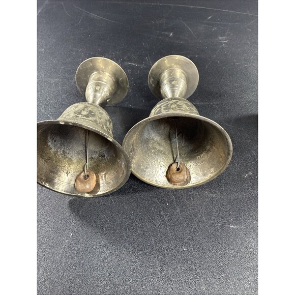 Vintage Z.Y. India Bell Candle Stick Holders (2) And Brass Bud Vase - Picture 3 of 11